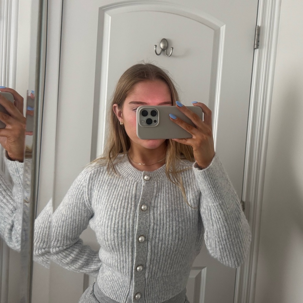 Abercrombie & Fitch Gray Textured Knit Cardigan